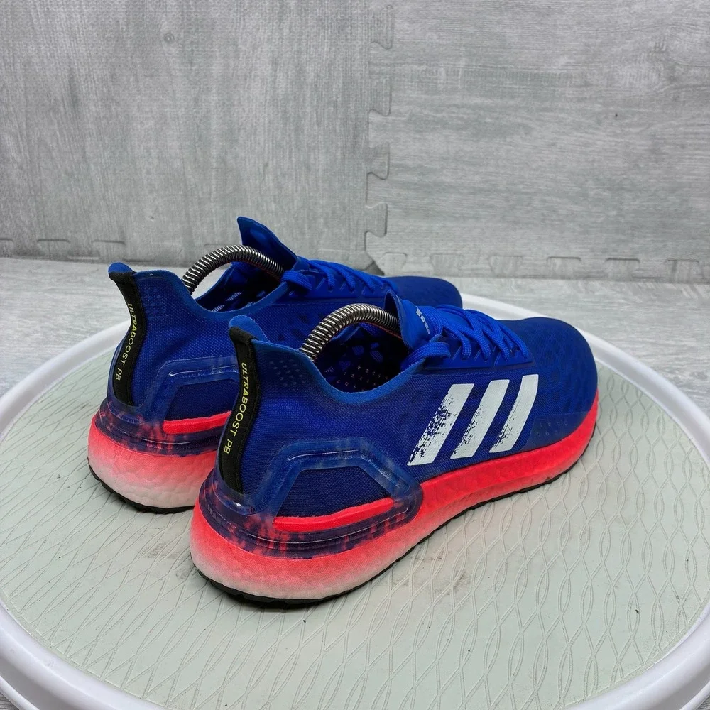 Adidas Ultraboost PB Mens 9 Glory Blue Solar Red Running Shoes EF0893